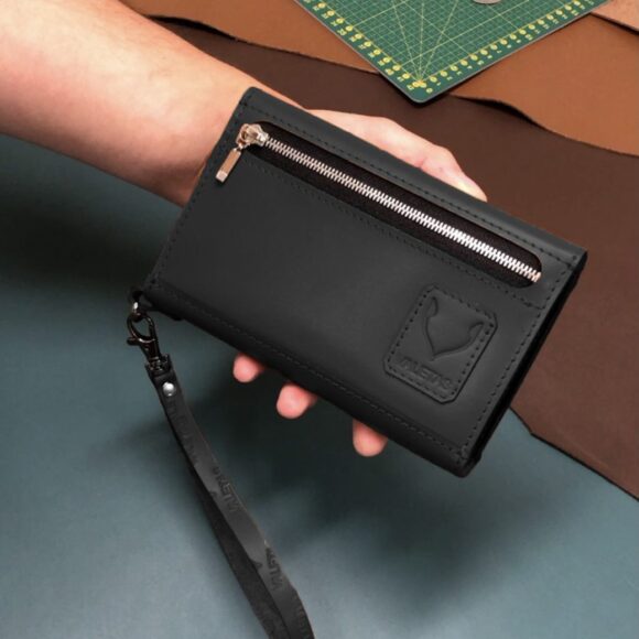 Portfel premium z dwoma kieszeniami na karty i technologią RFID